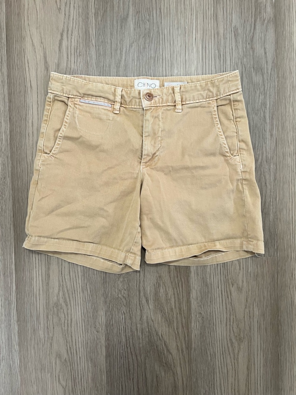 CHINO by Anthropologie Khaki Chino Shorts Size 25 Relaxed Fit Cotton Stretch